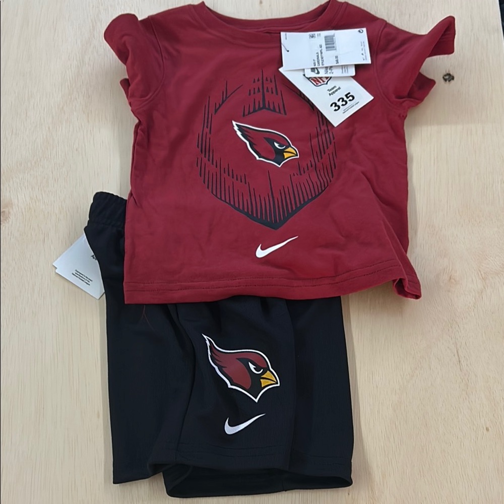 Nike Kids Red and Black Shirt & cardinals Shorts Set 2 T